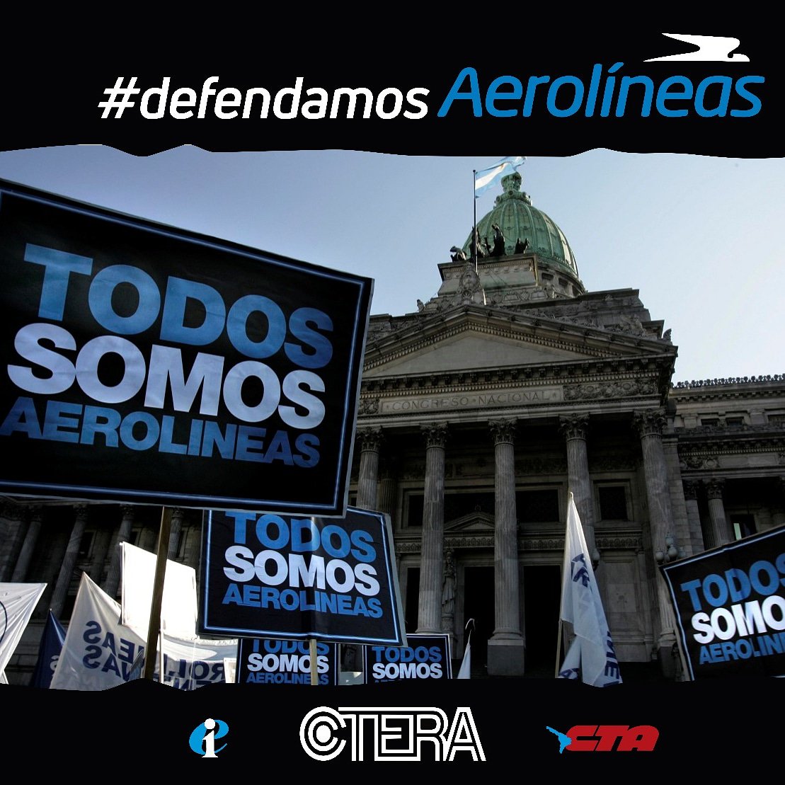 Lxs trabajadorxs estan defendiendo nuestra Aerolínea de Bandera!!!
El Macrismo  quiere que Aerolíneas Argentinas QUIEBRE para favorecer Líneas Aéreas privadas que pertenecen a sus propios socios de gobierno.Tener una línea Aérea Nacional es defender la soberanía de la Patria!!