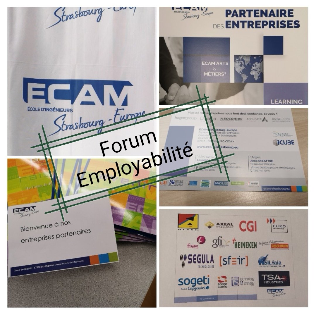 ANNEDELATTRE's tweet photo. Forum employabilité aujourd'hui à @ECAMStrasbourg pour sourcer vos nouveaux talents #jobfair #forumderecrutement #stagesdeleursreves merci à tous nos partenaires entreprises  mobilisés https://t.co/xrVIpg3U6T
