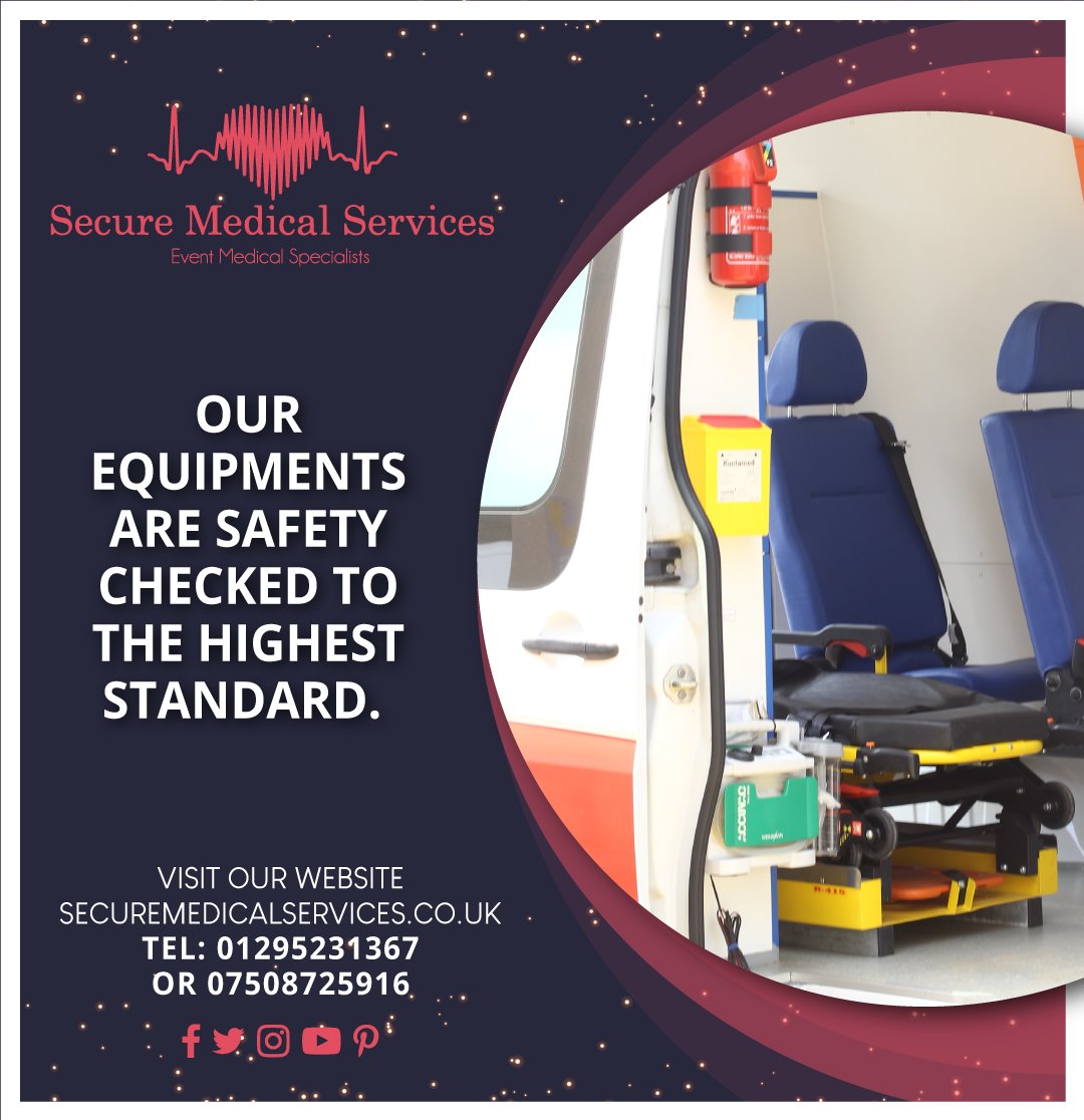 SecureMed_Ltd's tweet photo. Our equipments are safety checked to the highest standard!
Call us on 01295 231367.
Visit https://t.co/uWQg1sPp8Z.

#securemedical #medicalservices #medicalassiatant #eventservices #publicevent #privatefunction #medicalmission https://t.co/gwQlPdDkI8