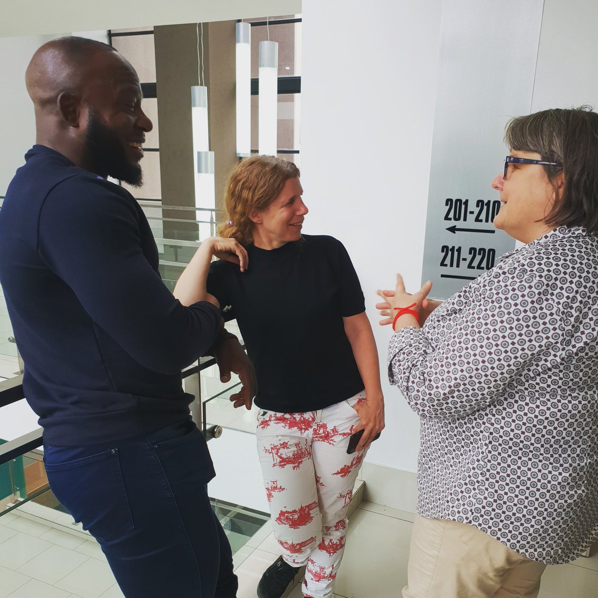 AMSHeR acting ED Dr. Odumosu confers with Carla Sutherland and Carmel Morock on the sideline of the OHCR and UNDP sponsored project on 'Being LGBT in Africa' of the SOGIR project in Johannesburg, RSA