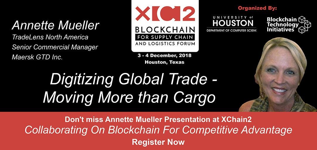 XChain2_'s tweet photo. @IBMBlockchain &amp; @Maersk demo Cross-border supply chain solution on #blockchain.  Meet Annette from @TradeLens and learn about the latest developments @XChain2_ Join us https://t.co/PiJ4LjA3ZS @ILMagazine @SupplyChain247 @SCBrain @scdigest https://t.co/FyhBZmAwcV @SupplyChainWrld https://t.co/Bo5wv6kB59
