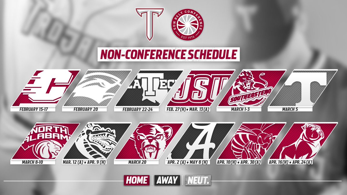 TroyTrojansBSB's tweet photo. ⚔️ SCHEDULE RELEASE ⚔️

Mark your 📆 for another exciting year of Troy baseball, including 31 home games and three games in minor league ballparks! 

📰: https://t.co/upihwPGaj0

#theTROYway | #OneTROY https://t.co/nk3ofJvm46