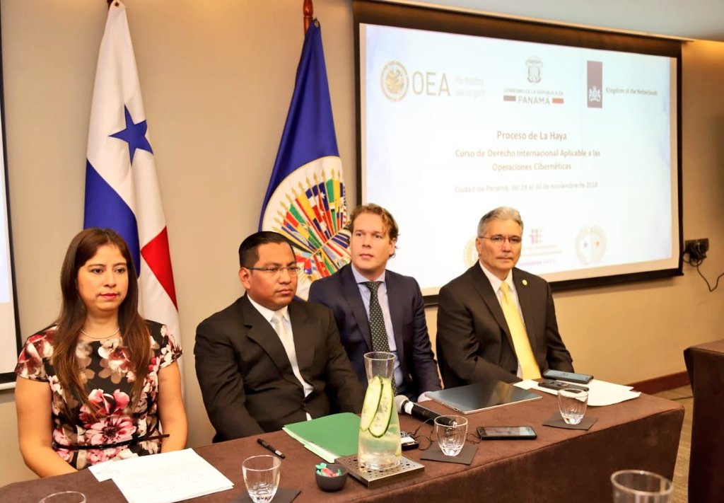 aigesinnovacion's tweet photo. Administrador @iahalman participa en la ceremonia de apertura del curso: Proceso de la Haya: Derecho Internacional Aplicable a las Operaciones Cibernéticas; organizado por @OEA_CICTE @CSIRTPanama @MinGobPA https://t.co/4zmLWdDj3e