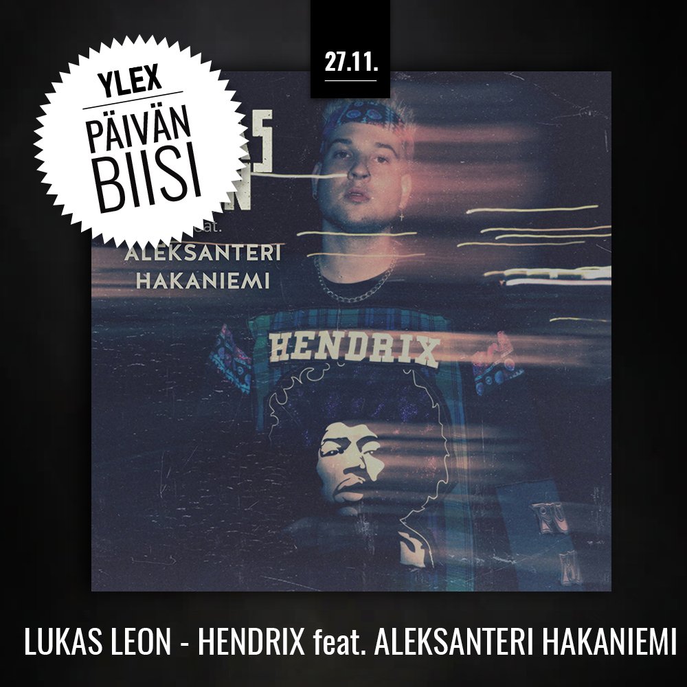 YleX's tweet photo. #LukasLeon julkaisi HENDRIX-nimisen kappaleen tänään, Jimi Hendrixin syntymäpäivänä! Ja kukas muukaan sillä feattaa kuin @a_hakaniemi 🤟🎸 #ylex https://t.co/6n2ldmSdYq