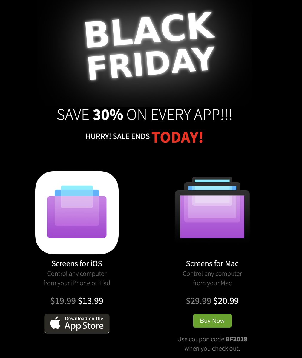 edovia's tweet image. Last day to save on @screensvnc, @TouchPadApp and @NumPadApp! #blackFriday  

Black Friday Sale - Edovia Inc. r.edovia.com/bf2018