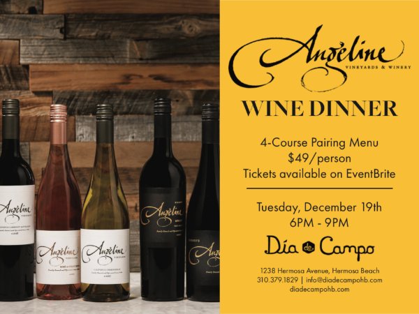 Get in the holiday spirit and join us for a delicious 4-course paired wine dinner with Angeline Winery! Tickets available on EventBrite - grab them before they're gone!
.
#diadecampohb #hermosabeach #southbay