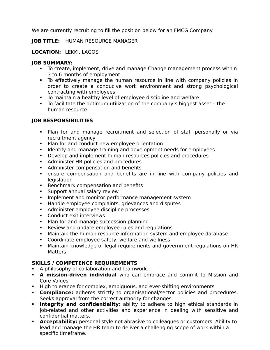 FlexEdgeLimited's tweet photo. We are currently recruiting for the position below.
#LagosTwitterCommunity 
#lekki https://t.co/Qgkjks8B7e