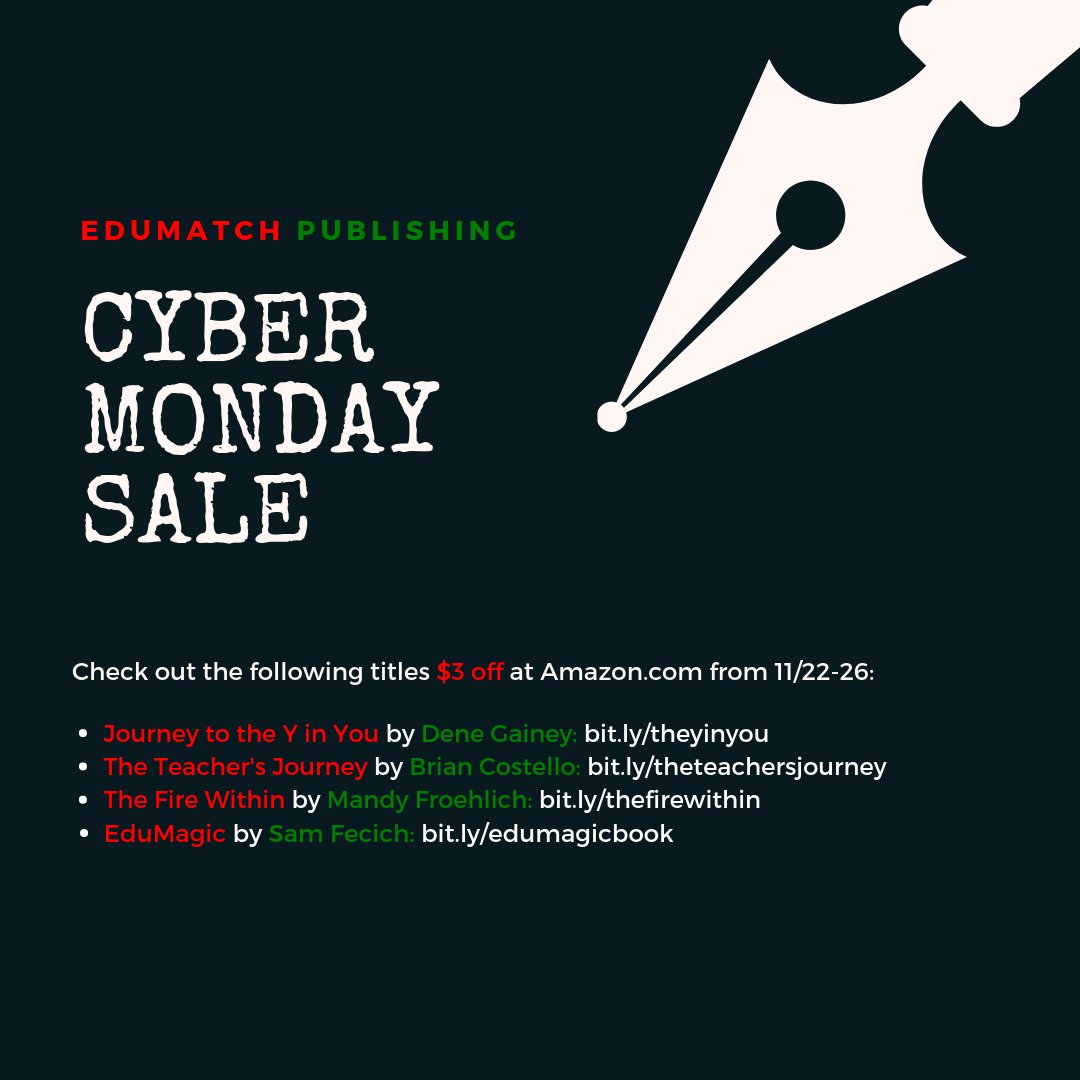 froehlichm's tweet photo. Why yes, @EdumatchBooks IS having a #CyberMondayDeals sale! Find the #firewithinbook along with other amazing books by @dene_gainey @btcostello05 and @SFecich below! https://t.co/Pc7mk5eST8 https://t.co/TFE563tyIl