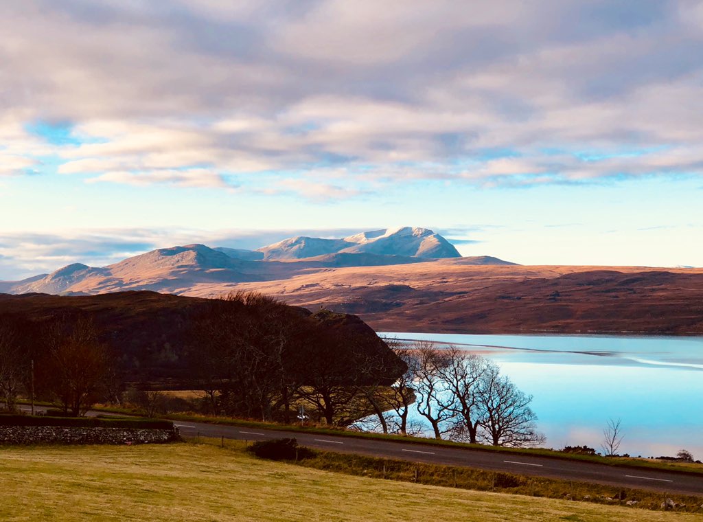 A beautiful morning in North Sutherland. Ben Hope with a dusting of snow on the tops. @VisitSutherland @VisitScotland @NorthCoast500