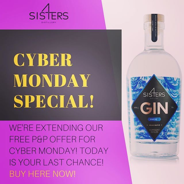 foursis4ers's tweet photo. Weโre extending our #blackfriday deal of free P&P on all online orders for this #cyberMonday! This is your last chance to grab the offer so donโt miss out! Buy now! #gin4all #ginchristmaspresents #gingifts #thegiftofgin #gin #ginandtonic #cybermonday #blackfriday #christmasdโฆ https://t.co/RoLKCgv4C2