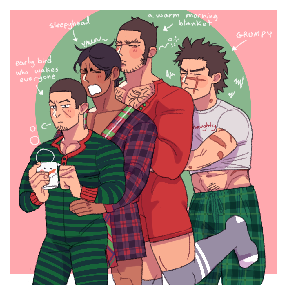 seasons greetings!!!!!!!!! heres a christmas themed pajama party with the karafuto squad. 🎄