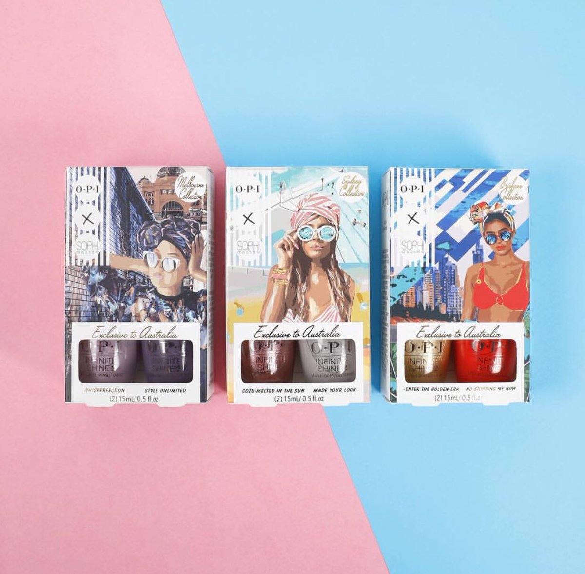 sophiodling's tweet photo. Pretty excited about this collaboration! #OPIxSophiOdling 🤩 Created 3 of my Bellas - Exclusive to @davidjonesstore and Australia only. Representing Sydney, Melbourne &amp; Brisbane ☀️ released in store this week in time for summer fun &amp; Christmas 🎄❤️ @opiaustralia #OPIobsessed https://t.co/h98VPJhDLU