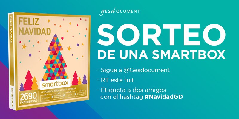 GrupoAdlanter's tweet photo. 🔥 #SORTEO 🔥

¿Quieres ganar una #Smartbox 'Feliz Navidad' con cerca de 2700 experiencias?

Requisitos para participar:
✅ Sigue a @Gesdocument 
✅ Haz RT a este Tweet
✅ Etiqueta a 2 amigos con el hashtag #NavidadGD

🥇 El ganador se dará a conocer el 17 de diciembre🥇 https://t.co/rtGSPlVWY2