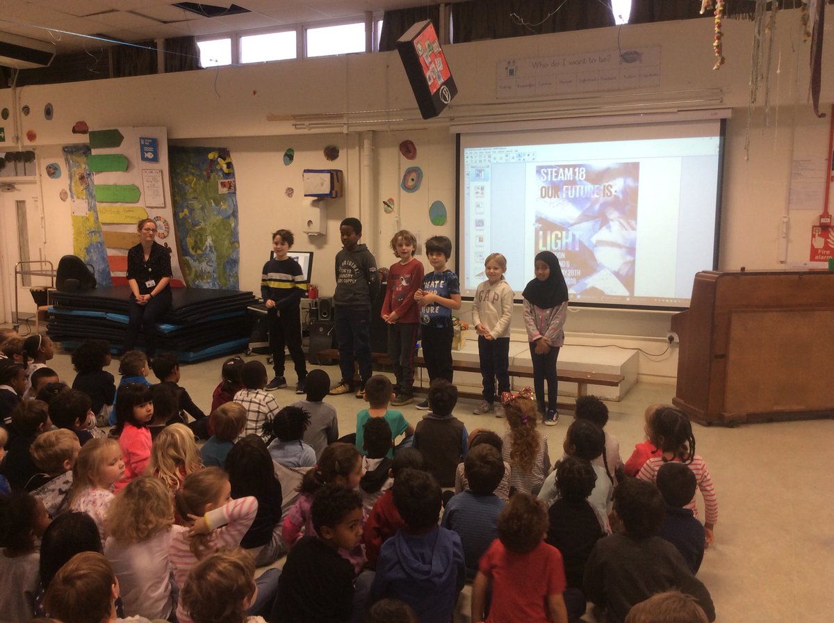 The STEAM Team launching Autumn STEAM Week to the infant children. Excitement is growing! #steam #light ⁦<a href="/STEMAmbassadors/">STEM Ambassadors</a>⁩ ⁦<a href="/UCLEngEdu/">UCL STEM</a>⁩