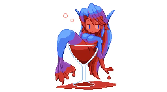 ワインに混ざってたウンディーネ
Undine in the wine

#pixelart #ドット絵 