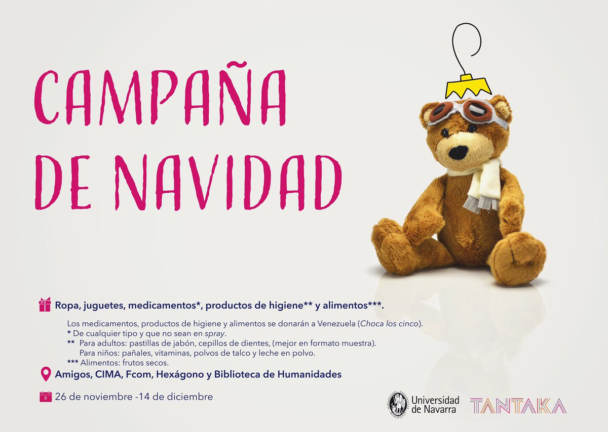 tantakaunav's tweet photo. Hoy empieza “la campaña de navidad”. Ya están listas las cajas para que vayáis dejando tanto ropa, como juguetes y cosas para venezuela. Estaremos hasta el 14 de diciembre, si alguien se quiere unir a llevar las cosas a las asociaciones escribidnos un mensaje a tantaka@unav.es https://t.co/bZVU3gz7uV