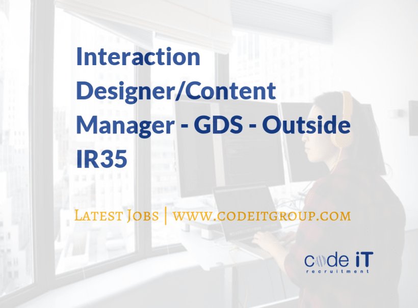 CodeiTGroup's tweet image. Interaction Designer/Content Manager - GDS - Outside IR35 tinyurl.com/y8orbpsx