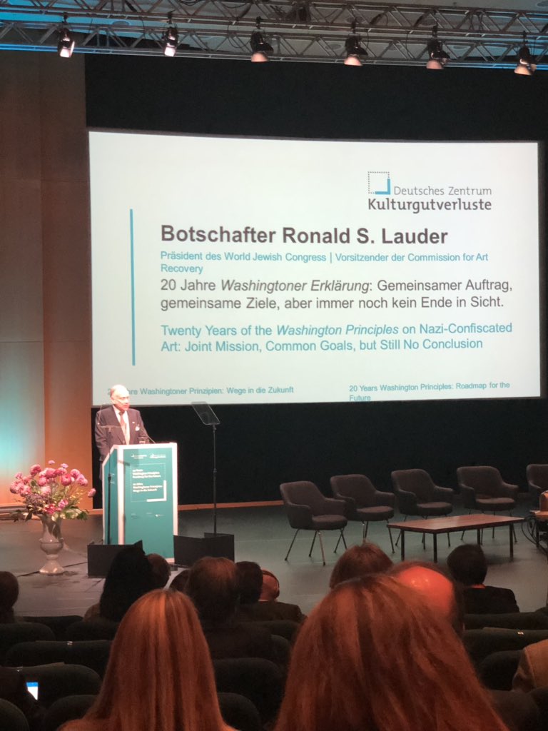 Ronald Lauder, President <a href="/WorldJewishCong/">World Jewish Congress</a> speaking on the failure of the Washington Principles, and Europe’s failure to commit to #Restitution!#WashingtonPrinciples2018