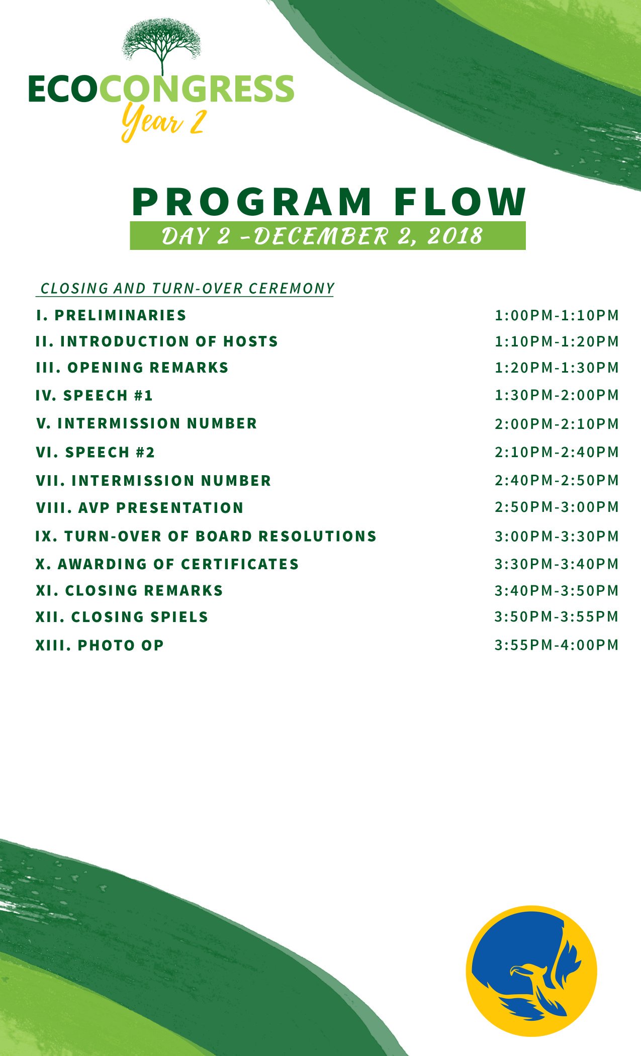 Piglasapat on twitter here is the official program flow for the event
