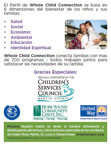 tcfoodbank's tweet photo. Whole Child Connection connects families to over 700 local programs - all of whom work together to address the needs of each family. For more information visit https://t.co/fcCQo3xpVX or call 772.463.2168 #Wholechildconnection #TCFoodBank https://t.co/TDAw3nTLXw
