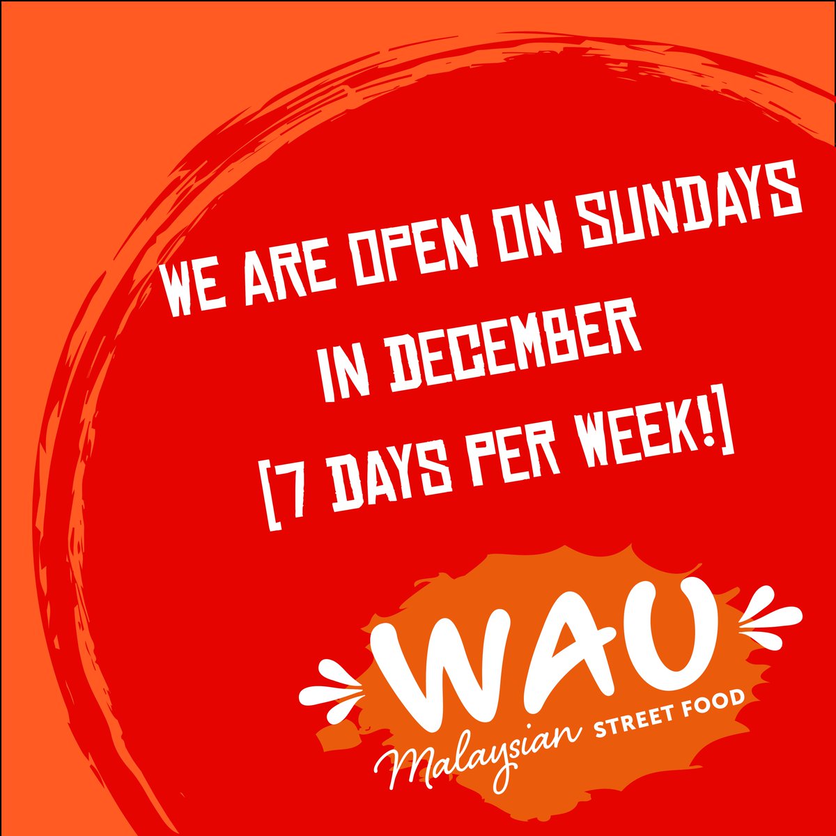 Exciting news! Wau will be open on Sundays in December 😊