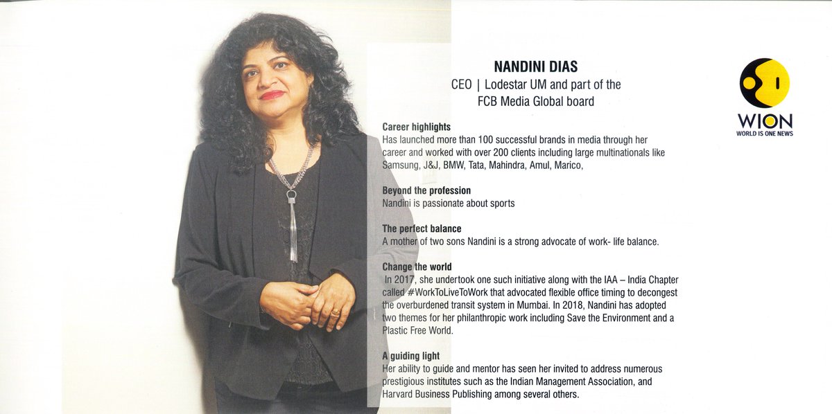 IPGMBIndia's tweet photo. A strong advocate of work-life balance, Nandini Dias leads it by example through initiatives like #WorkToLiveToWork initiative. #CampaignIndiaAListers
@ipgmediabrands @MediabrandsAPAC @InterpublicIPG @Campaign_India @LodestarU https://t.co/I0wsLPIo1x