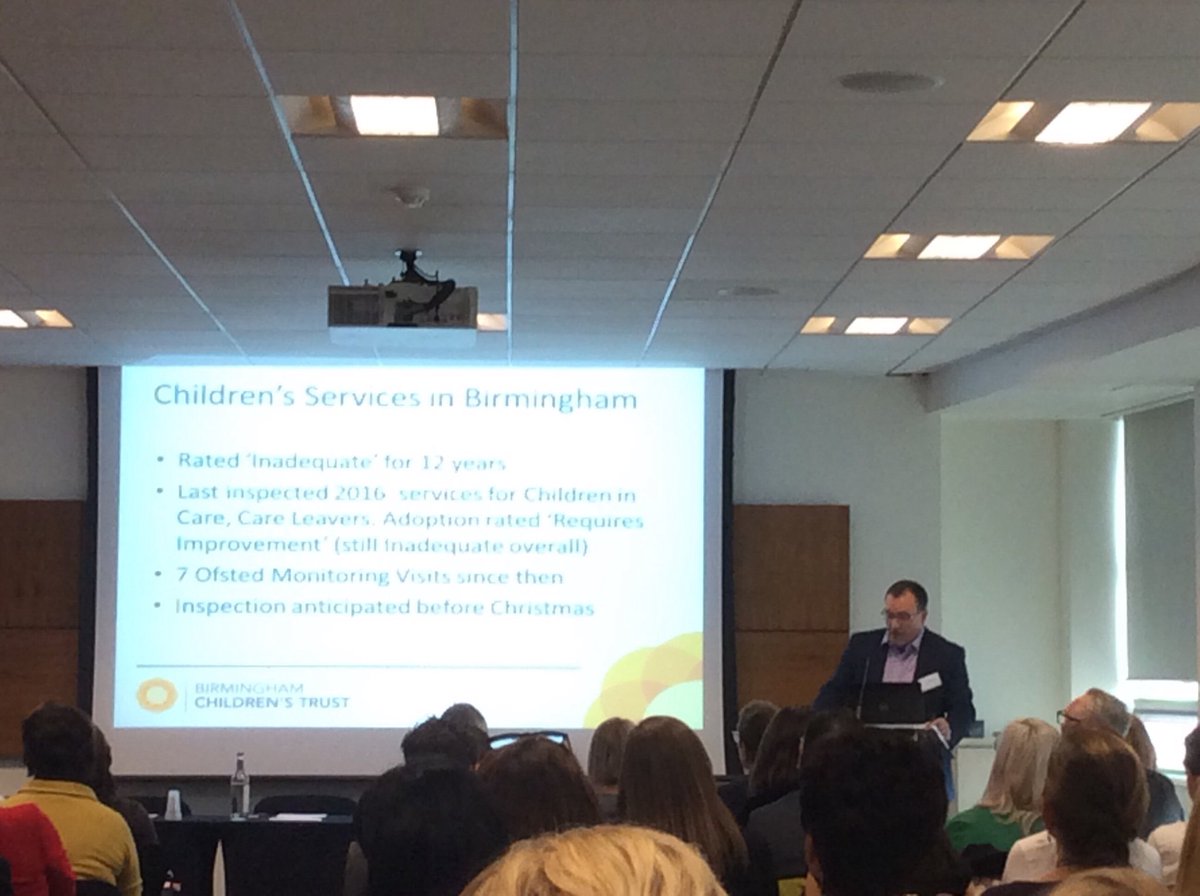 Everychatmatter's tweet photo. #BHAMCIF2018 the @Bhamchildtrust CEO @CouldrickAndy is now sharing the story of children’s social care in Birmingham. #makeadifference https://t.co/bxiSQQplRL