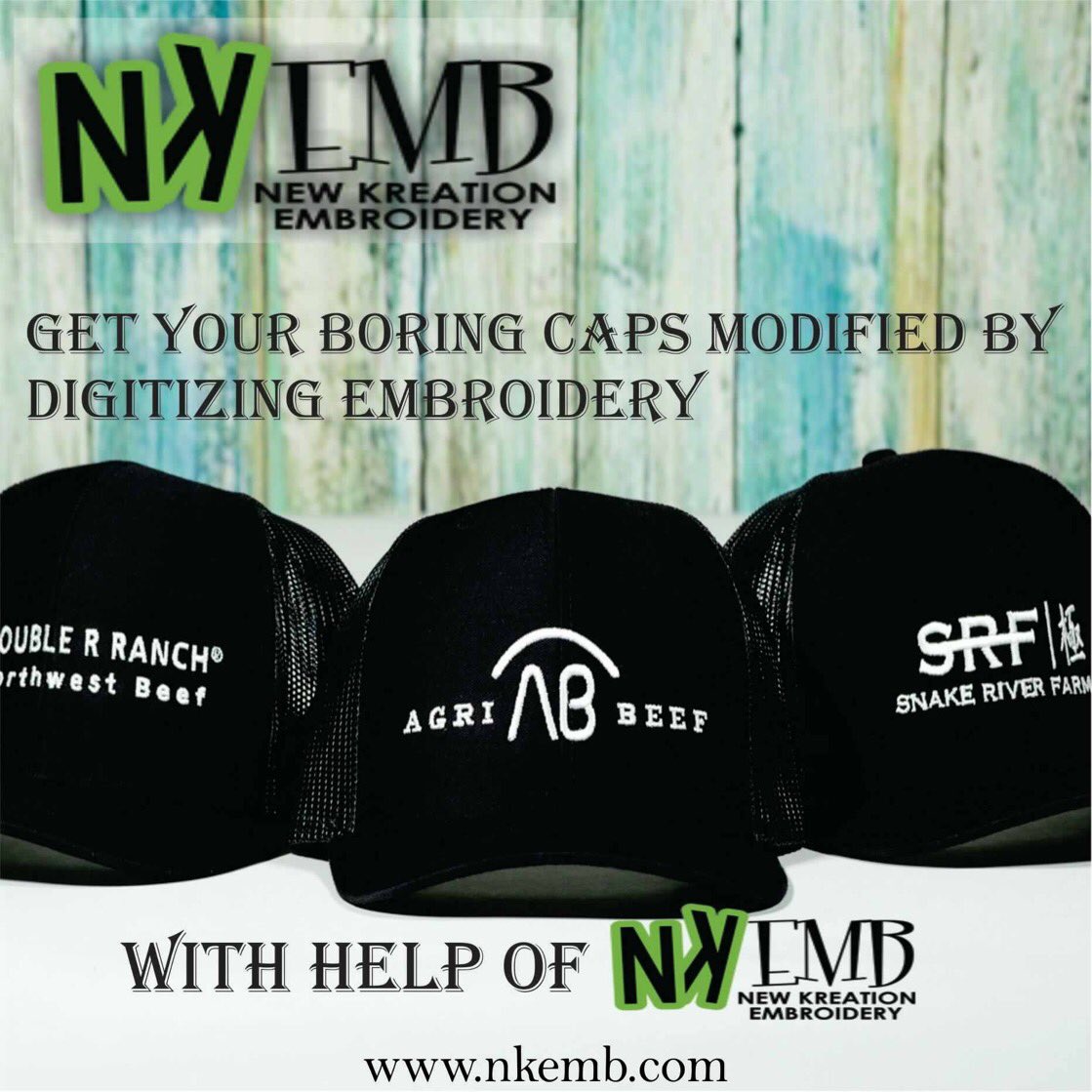 NkEmbroidery's tweet image. Get your  Boring Caps Modified by digitizing embroidery with the help of Nkemb.
For more details visit: nkemb.com
For prices reach us at - mark.nkemb@gmail.com
or call us at : +1 609-473-0809

#logodigitizing #puffdigitizing #nkemb