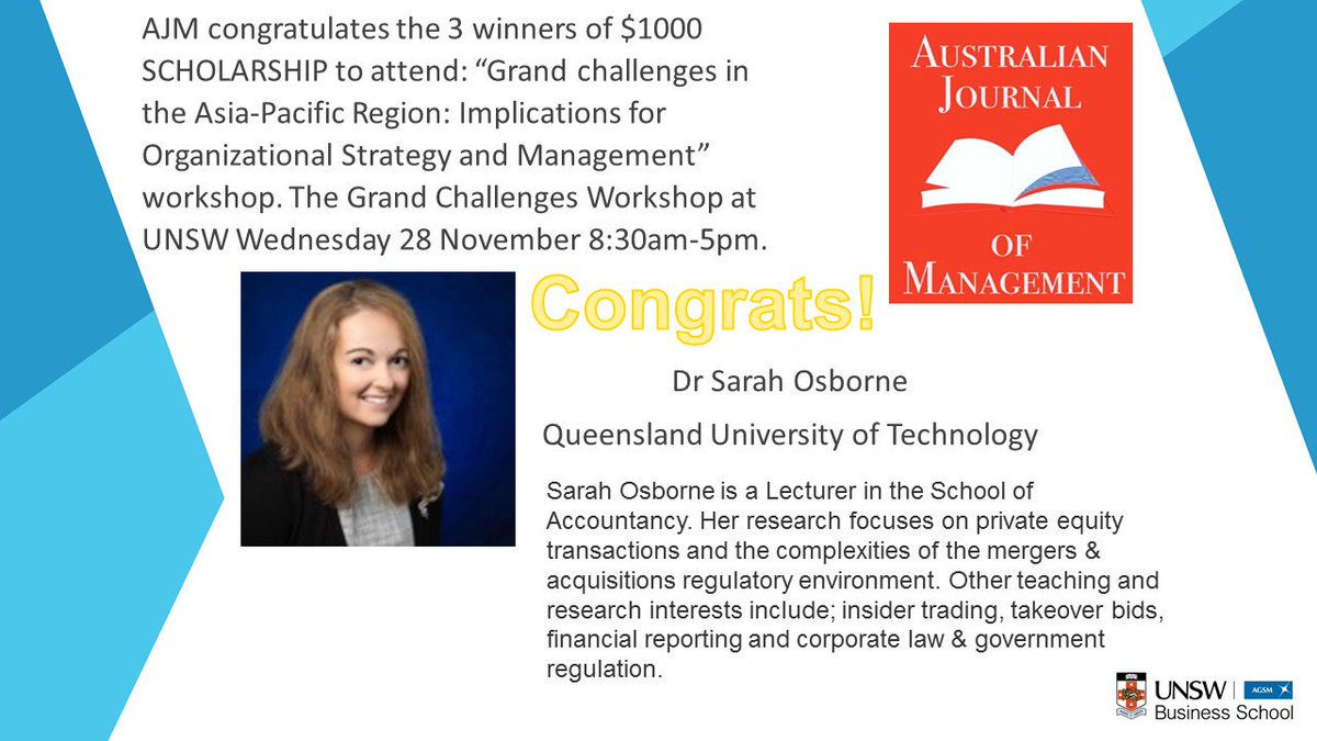 MQ_CCSEF's tweet photo. We @MQ_CCSEF look forward to our workshop on Grand Challenges at @UNSWbusiness! Thanks to @AJM_SAGE for providing generous support for 3 up &amp; coming researchers - the prizes couldn't have gone to anyone more deserving @L_Widyawati @uqbs @ManuelSiegrist @BondUniversity @AccChange https://t.co/DVuEWeBKFb