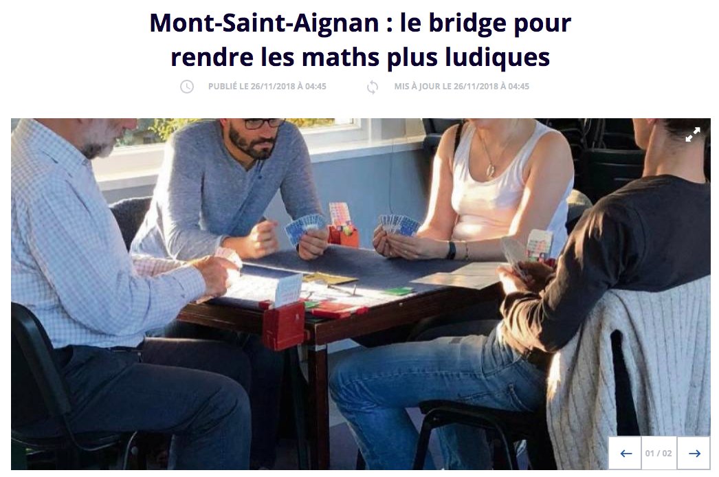 FF_Bridge's tweet photo. On en parle aujourd'hui sur @paris_normandie, le bridge pour rendre les maths plus ludiques, à lire ici 👉 https://t.co/GnGG7nHdpi
#bridgescolaire #bridgeetmaths #revuedepresse https://t.co/Uv8WH7hSrW