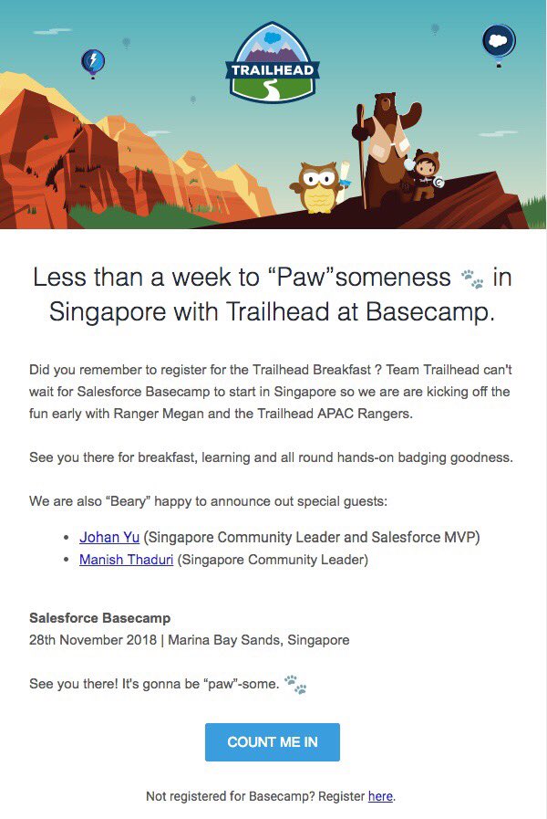 sfdcFanBoy's tweet photo. Join us this Wedesnday for "paw"someness! @salesforceapac @salesforce @trailhead https://t.co/MGLy2EKbZb