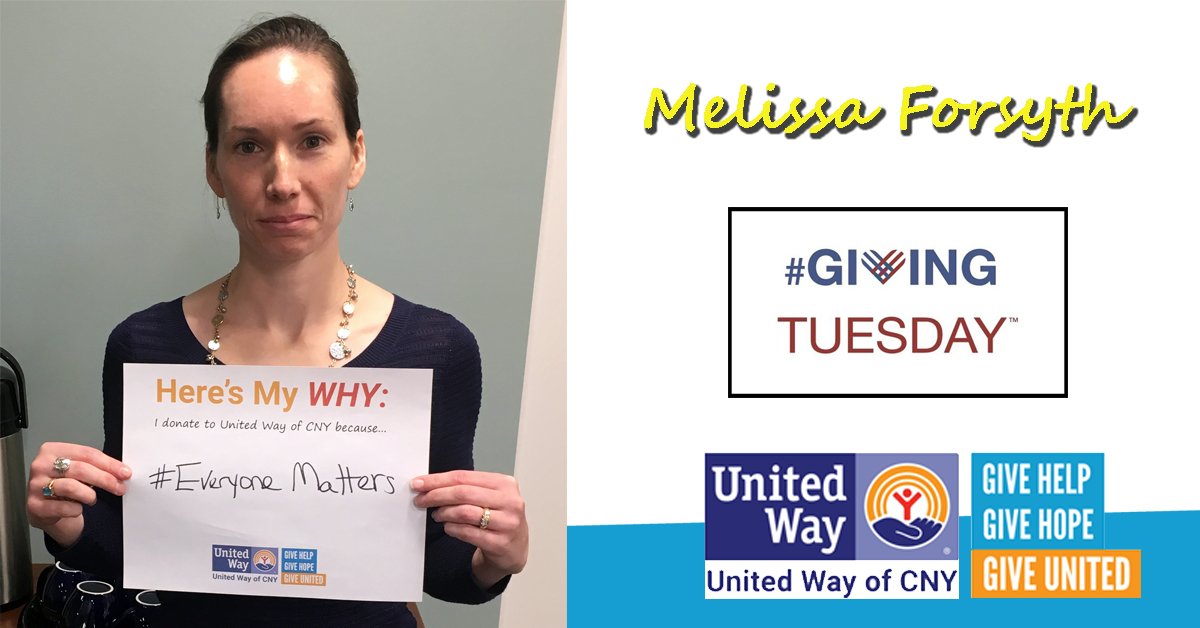 UWCNY's tweet photo. Thank you Melissa Forsyth for all you do for our community, country and United Way of CNY! @174thAttackWing Attack Wing https://t.co/yaX5M1FClY #GivingTuesday 11.27.18 https://t.co/z1kRkxf8eU