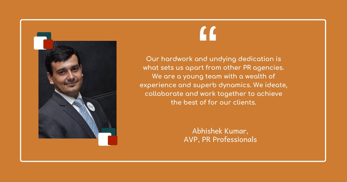 prprofessional7's tweet photo. The strength of the team is each individual member and vice versa, believes, Abhishek Kumar, AVP, of our company.
#LifeatPRP #LoveforPRP #PRProfessionals https://t.co/7OqRg7UVRr