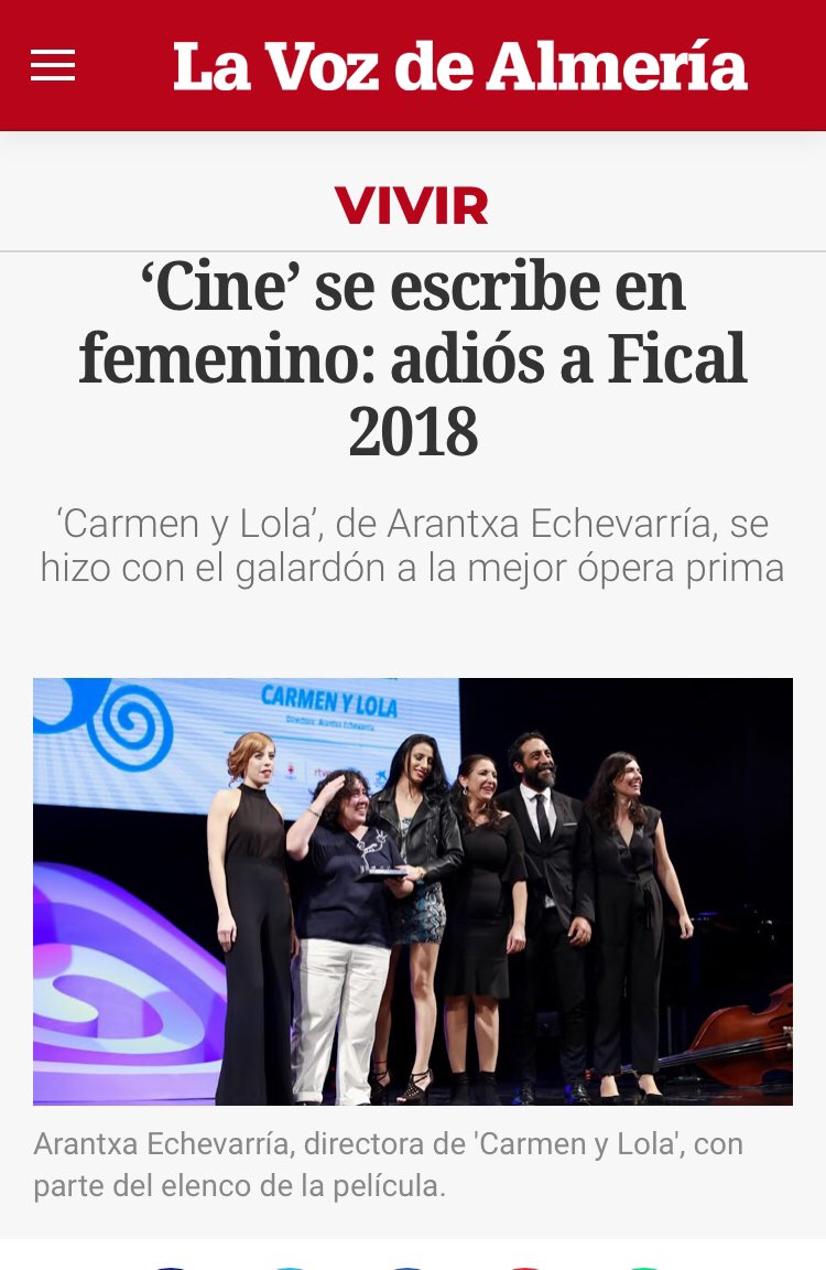 ArantxaEche's tweet photo. #Cine se escribe en femenino‼️
🖋Gracias @lavozdealmeria por la fantástica cobertura de #fical2018
🤜🏾🤛Equipo #CarmenYLola https://t.co/9WVHwjm2I0