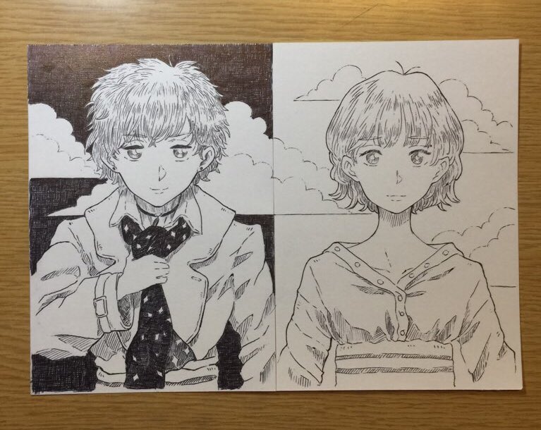 Twitter पर Moqme 木目 キャラらくがき ボールペン画 イラスト アナログイラスト