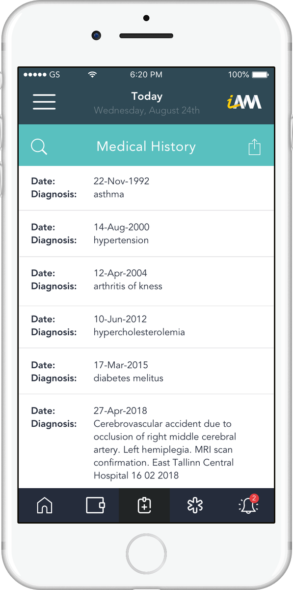 health_iam's tweet photo. The full and comprehensive healthcare record in the palm of your hand, wherever you are.  Abroad and need to share your medical data with a doctor?  iAM allows you to share your most up-to-date medical history so leave your concerns at home, not your medical record. https://t.co/nm8zYYc0pn