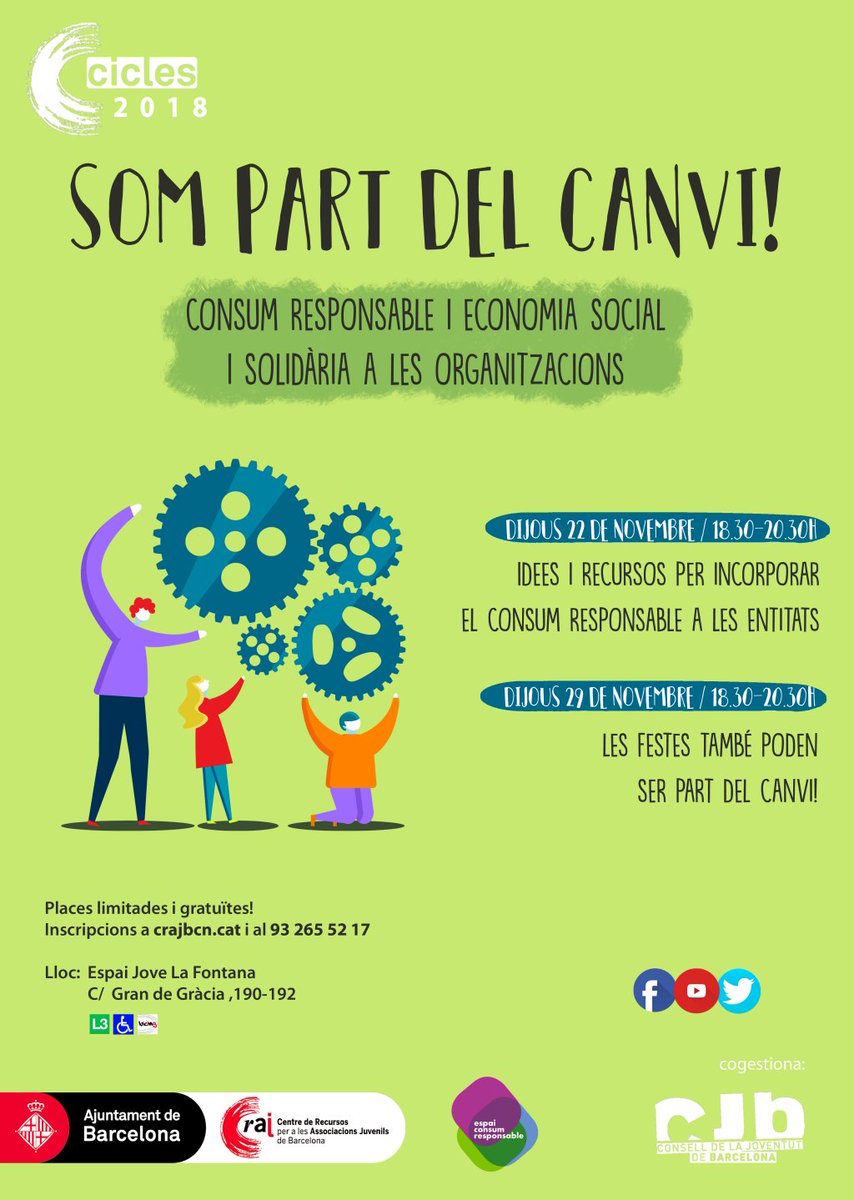 AltresEconomies's tweet photo. Festes sostenibles i justes? L'#EspaiConsumResponsable i el @craj, us oferim un taller amb idees i recursos perquè #SomPartdelCanvi. Imparteix @AlfonsLopezCa
🗓 29 novembre
🕰 18h30
📍 Espai Jove La Fontana, Gran de Gràcia 190.
Inscripcions 👉https://t.co/rIxX8TGN9O https://t.co/V3SLsyxVKF