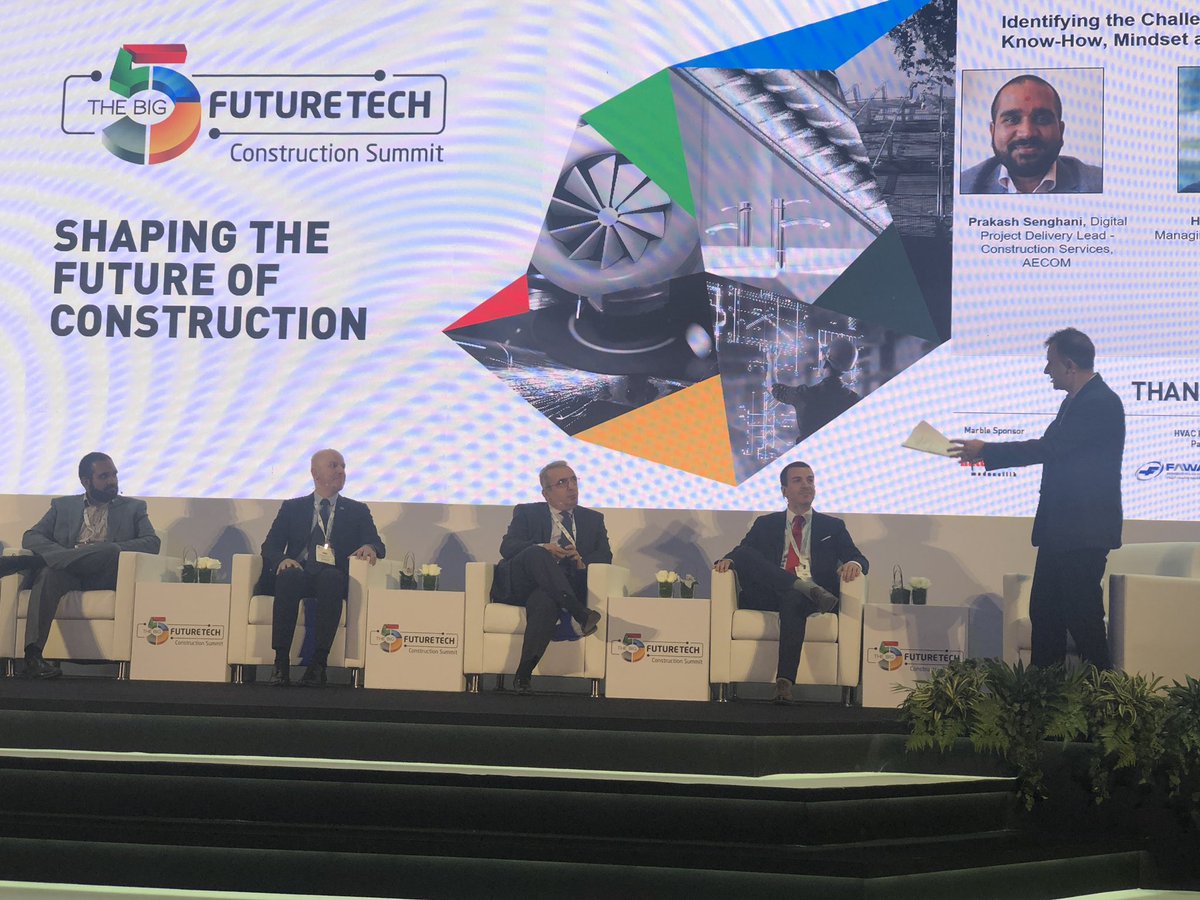 AlcarazBarbra's tweet photo. @AlainWanderings @burohappold chairing the 2nd panel discussion on identifying the challenges faced around knowledge, know-how, mindset and regulations @Big5Exhibition Prakash Senghani @AECOMMIDDLEEAST Nour Kassassir @ParsonsCorp @NickyDobreanu #C-Quest, Hussam Raouf #MontHill https://t.co/9E3ga5DXpU