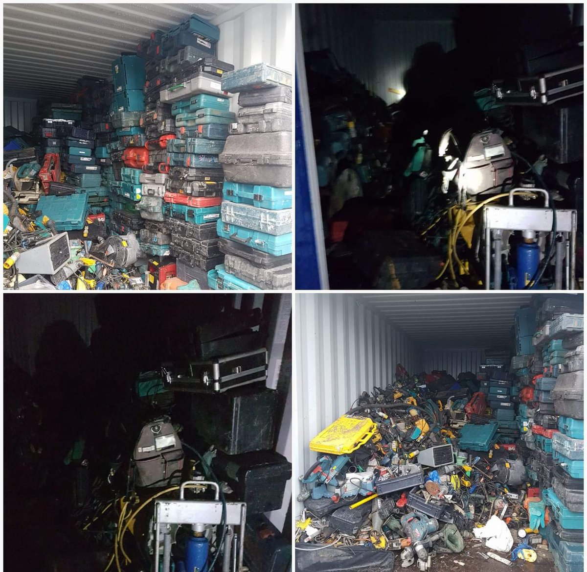 LeeWatt72907965's tweet photo. A lot of people questioning where all of the stolen tools are going. This is organised crime and is now an epidemic that is sweeping the Country and most tools are shipped abroad in metal containers. This is one that was raided by Police recently. https://t.co/1sPTszUE80