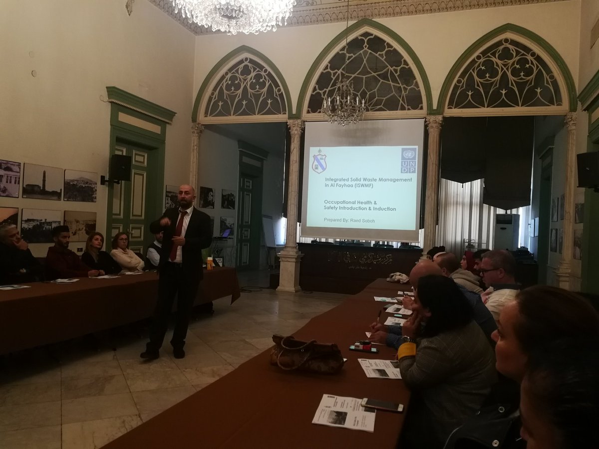 AlainChatry's tweet photo. More than 26 participants in #Tripoli attending #Occupational #Health &amp; #Safety #Induction within the #Integrated #Solid_Waste #Management in #Al_Fayhaa funded by the #Catalan #Partners . #UNDP #LHSP #UCF https://t.co/t5zzbZ6Vcn