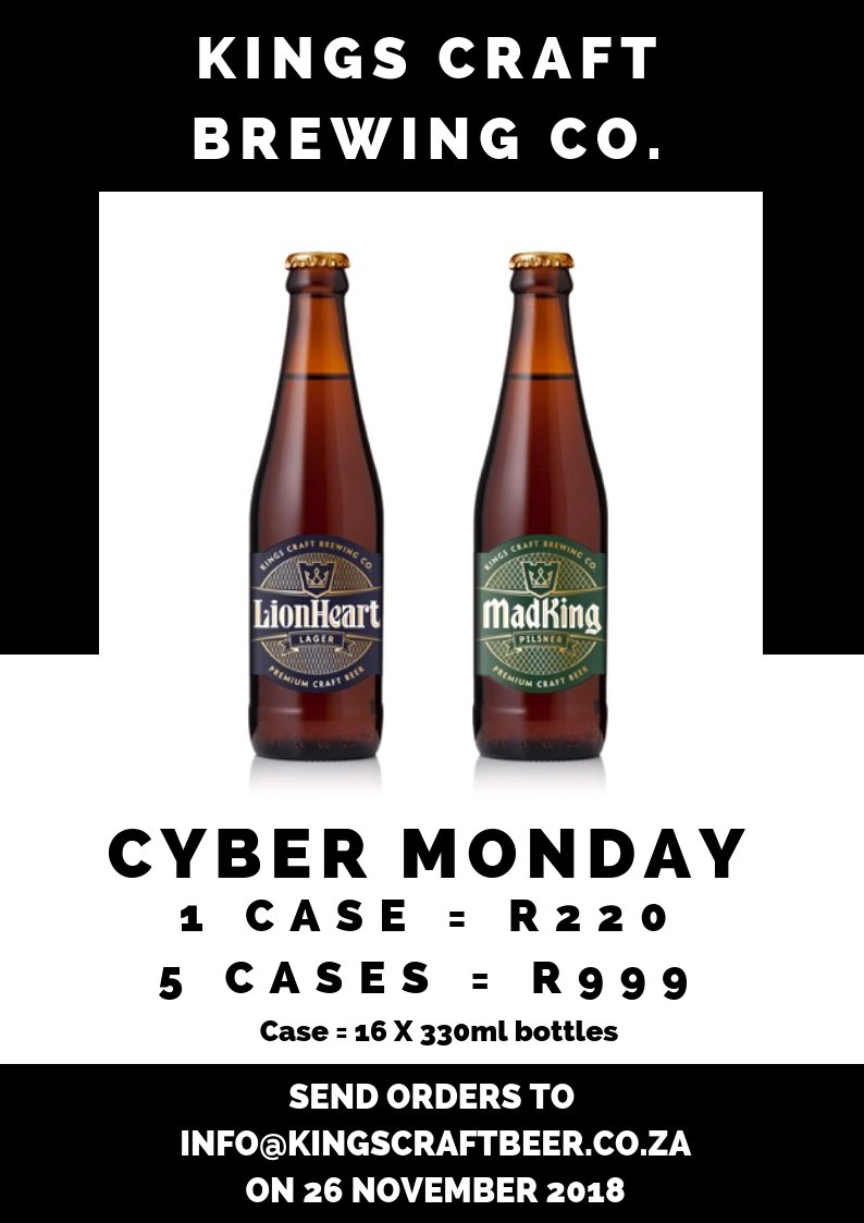 KingsCraftBeer's tweet photo. Last chance to grab this amazing deal!!!

Send orders to info@kingscraftbeer.co.za

#cybermonday #beer #craftbeer https://t.co/lC1rvsm73U