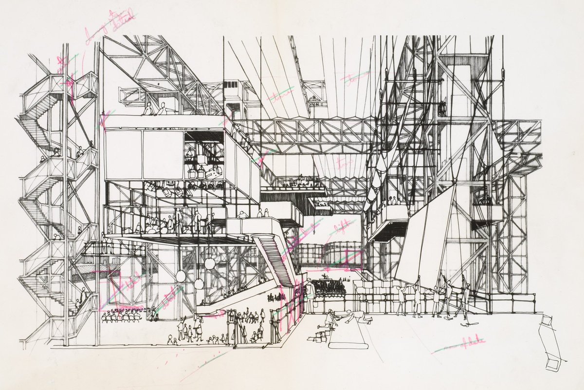 Singlehandedly_'s tweet photo. Building or #machine? #CedricPrice #TheFunPalace 1964 #architecture #drawing #drafting #rendering #engineering #inspiration #singlehandedly https://t.co/lGc8zyWJ6M