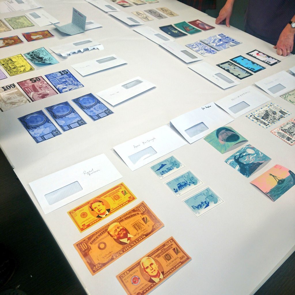 ruthannebaxter's tweet photo. #Notgeld - #contemporary! Designed by @eca_edinburgh #students, inspired by @CRC_EdUni #collections appearing in forthcoming #ExpectUnexpected #RareBooks #exhibition opening @UoE_Exhibitions #StAndrewsDay - 2 Mar 2019. @MuseumsGalScot @museumonmound @UniMuseumsScot #money #banks https://t.co/7s2AeWkjUv