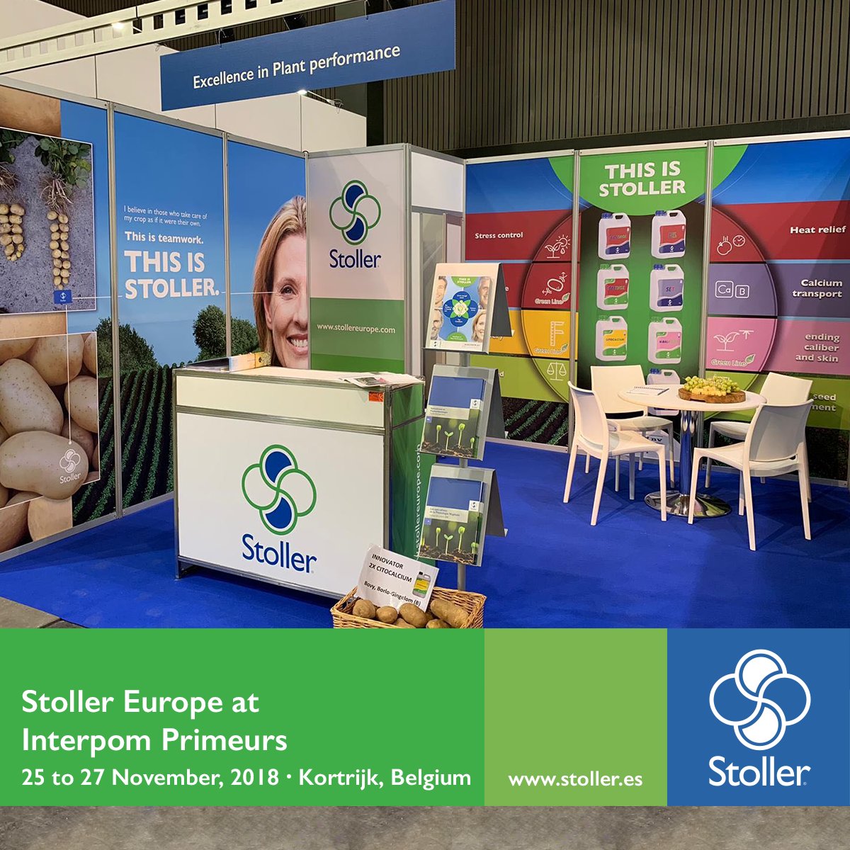 StollerEurope's tweet photo. During these days Stoller Europe is present at @Interpom2018, European trade fair for the #potato and vegetable sector that will take place until tomorrow November 27th in Kortrijk, #Belgium. Visit us at Stand 6101! https://t.co/OUF9yLIlzl