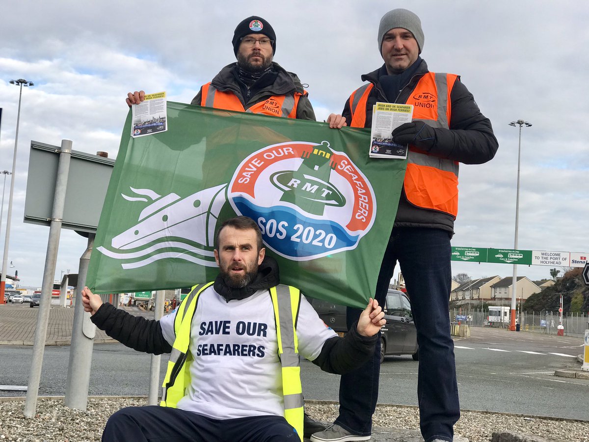 dazprocter's tweet image. Great reception from the public of #Holyhead today during campaign to highlight low wages and exploitation of Seafarers by #irishferries 
@RMTunion #SOS2020