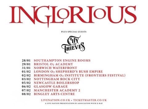 IngloriousFans's tweet image. 🔥🔥DO NOT MISS 🔥🔥
@WeAreInglorious on tour Jan/Feb 2019
Inglorious are touring their hot new album Ride to Nowhere (released 25th Jan preorder now  radi.al/RideToNowhere ) with a new line-up get your tickets now! Visit Inglorious.com for dates venues &amp;amp; ticket links