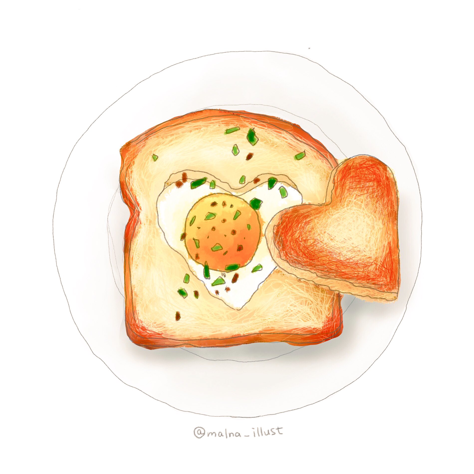 Malna ハートの目玉焼きトースト 食べ物イラスト描くの楽しい イラスト好きさんと繋がりたい 絵描きさんとつながりたい イラスト Surface 食べ物イラスト 朝ごはん お腹ペコリン部 T Co Vnyvjxblqm Twitter