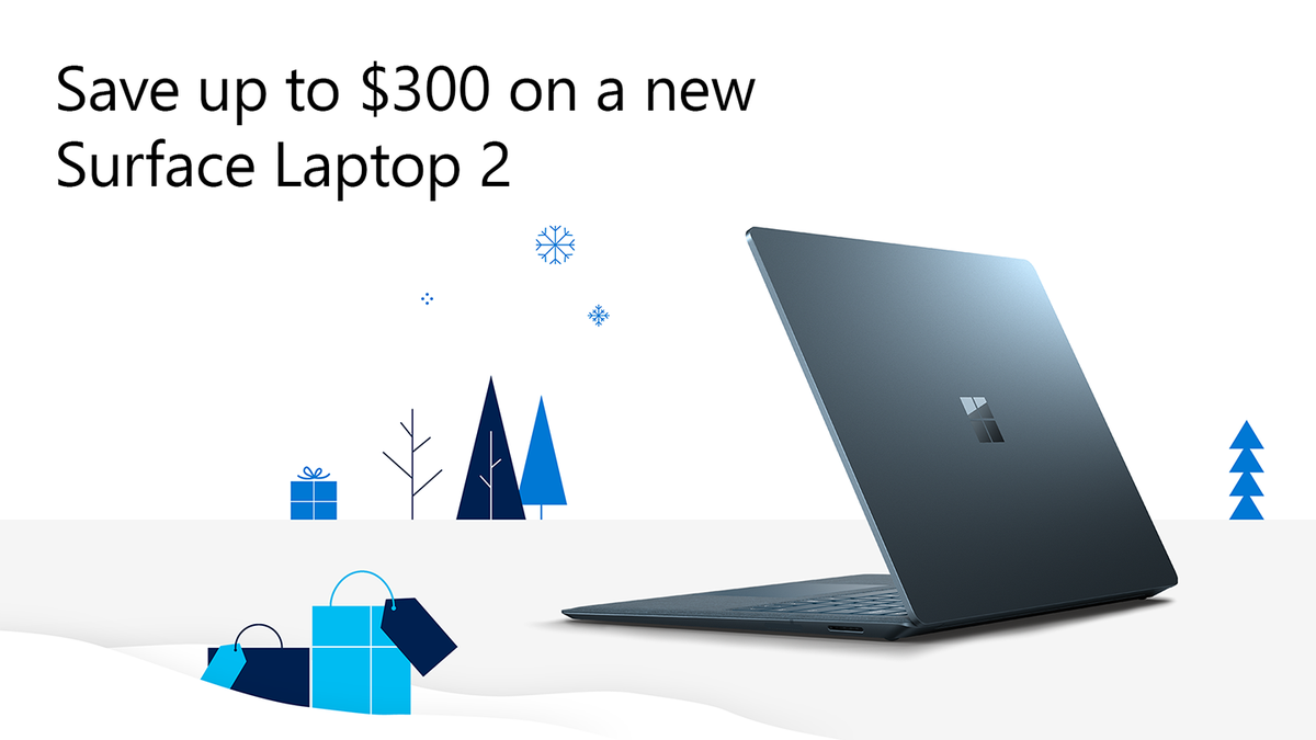 Get the ultimate price on the ultimate laptop when you save up to $300 on an all new @Surface Laptop 2: http://msft.social/cqH2yM #CyberMonday