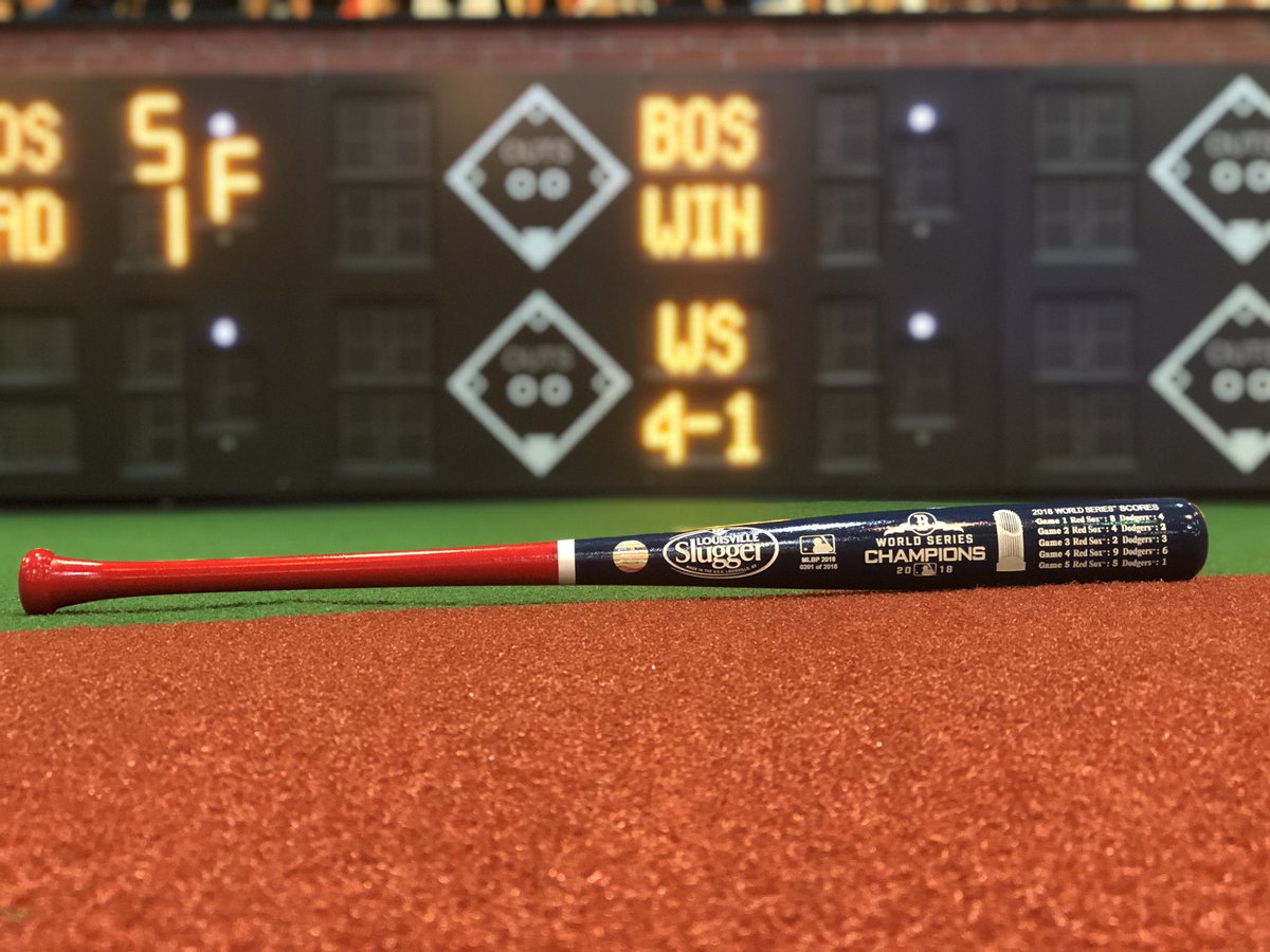 MLBNetwork's tweet photo. It’s #CyberMonday! RETWEET for a chance at this commemorative @RedSox #WorldSeries @sluggernation bat or get one at https://t.co/YKMn8f15cO! 

Rules: https://t.co/BGpsZnMU0r https://t.co/1huizBP5hu