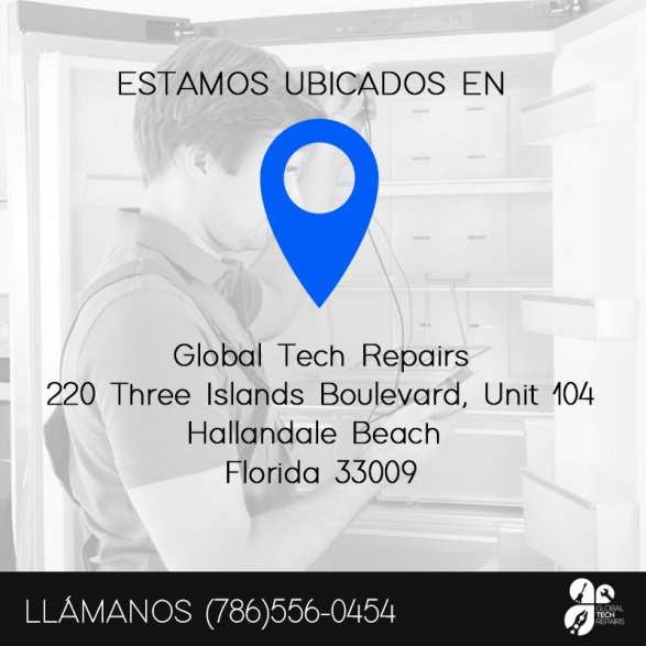 Globaltechrep's tweet image. Estamos para servirte. Ubícanos en: 220 Three Islands Boulevard, Unit 104, Hallandale Beach. Florida 33009.
 
#Globaltechrepairs #Mantenimiento #Técnicos #Reparación #Florida
